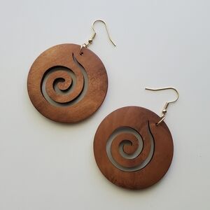 Brown Swirl Dangle Earrings